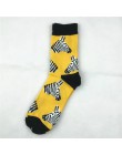 Gorąca sprzedaż bambusowe śmieszne skarpetki damskie kreskówka zwierzęta wzór kwiat ptak Zebra 5 kolorów Unisex oryginalny kolor