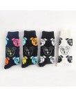 New Arrival damskie śmieszne skarpetki damskie Cartoon czesana bawełna kot motyw psa szczęśliwe skarpetki Unisex Harajuku kostki