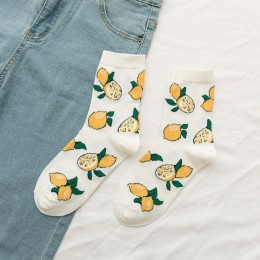 Nowe letnie owoce w stylu kreskówki bawełna arbuz cytryna truskawka banan awokado kobiety koreańska wersja skarpet fashion stree