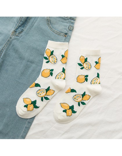 Nowe letnie owoce w stylu kreskówki bawełna arbuz cytryna truskawka banan awokado kobiety koreańska wersja skarpet fashion stree