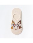Bawełniane niewidoczne dla kobiet skarpetki śliczne Fashion Cartoon Mouse kaczka Kawaii skarpetki 3D Anime drukuj antypoślizgowe