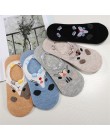 5 pairs śliczne zwierząt bawełniane skarpetki Amozae kobieta Kawaii kot z psem lato krótka skarpeta kapcie kobiety dorywczo mięk
