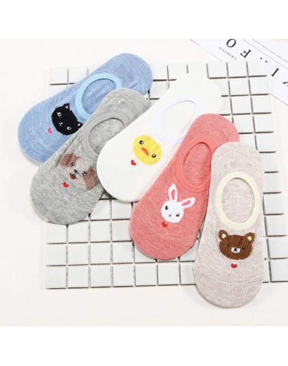 5 pairs śliczne zwierząt bawełniane skarpetki Amozae kobieta Kawaii kot z psem lato krótka skarpeta kapcie kobiety dorywczo mięk