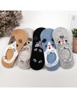 5 pairs śliczne zwierząt bawełniane skarpetki Amozae kobieta Kawaii kot z psem lato krótka skarpeta kapcie kobiety dorywczo mięk