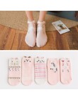 5Pairs New Arrival kobiety bawełniane skarpetki różowy słodki kociak skarpetki krótkie skarpetki Casual szczęśliwych zwierząt uc