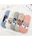 5 pairs śliczne zwierząt bawełniane skarpetki Amozae kobieta Kawaii kot z psem lato krótka skarpeta kapcie kobiety dorywczo mięk