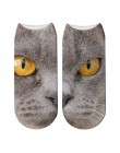 Twarz kota drukowanie 3D kobiece skarpetki damskie Harajuku Pet urocze skarpetki wzór kota skarpetki krótkie Calcetines Mujer Ca