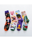 Occident moda kolorowe druku skarpetki damskie z grzybem wiosna kobieta skarpetki bawełniane Calcetines Mujer Meias 010202