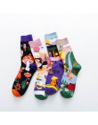 Occident moda kolorowe druku skarpetki damskie z grzybem wiosna kobieta skarpetki bawełniane Calcetines Mujer Meias 010202