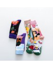 Occident moda kolorowe druku skarpetki damskie z grzybem wiosna kobieta skarpetki bawełniane Calcetines Mujer Meias 010202