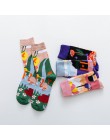 Occident moda kolorowe druku skarpetki damskie z grzybem wiosna kobieta skarpetki bawełniane Calcetines Mujer Meias 010202