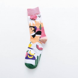 Occident moda kolorowe druku skarpetki damskie z grzybem wiosna kobieta skarpetki bawełniane Calcetines Mujer Meias 010202