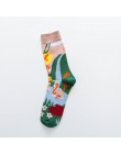 Occident moda kolorowe druku skarpetki damskie z grzybem wiosna kobieta skarpetki bawełniane Calcetines Mujer Meias 010202