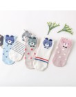5Pairs New Arrival kobiety bawełniane skarpetki różowy słodki kociak skarpetki krótkie skarpetki Casual szczęśliwych zwierząt uc