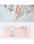 5Pairs New Arrival kobiety bawełniane skarpetki różowy słodki kociak skarpetki krótkie skarpetki Casual szczęśliwych zwierząt uc