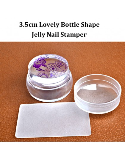 2016 nowy piękny Design matowy Nail Art Stamper skrobak z Cap aplikator z miękkiego silikonu 3.5cm Nail Stamp stemplowanie narzę