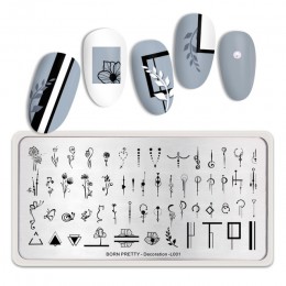 BORN PRETTY seria dekoracji prostokątne płytki do tłoczenia paznokci kwiatowy ornament paznokci artystyczny obraz motyw dekoracj