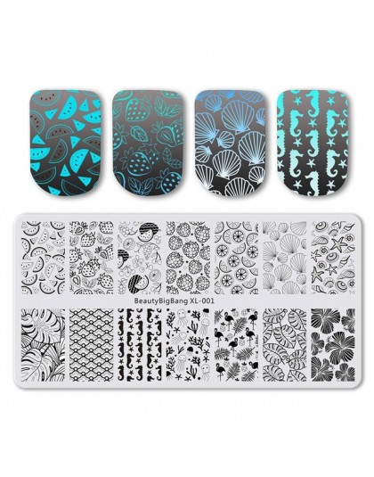 BeautyBigBang XL-01 ze stalowymi ćwiekami stemplowanie do paznokci polski Nail Art Shell owoce szablon obrazu stemplowanie pazno