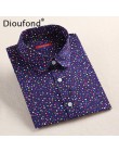 Dioufond moda bluzka w kropki z długim rękawem koszula kobiety bluzki bawełniane koszule damskie czerwony niebieski Dot Top Blus