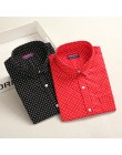 Dioufond moda bluzka w kropki z długim rękawem koszula kobiety bluzki bawełniane koszule damskie czerwony niebieski Dot Top Blus