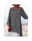 Miękka bawełniana jednokolorowa bluza lato luźne koszula plus size O-Neck z długim rękawem damskie topy i bluzki Anomalistic na 