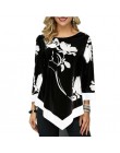 Kwiatowa drukowana damska koszula asymetryczna Hem jesienna bluzka koszula dla kobiety kwiat koszule z nadrukiem O szyi Blusas m