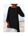 Miękka bawełniana jednokolorowa bluza lato luźne koszula plus size O-Neck z długim rękawem damskie topy i bluzki Anomalistic na 