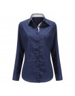 Dioufond moda bluzka w kropki z długim rękawem koszula kobiety bluzki bawełniane koszule damskie czerwony niebieski Dot Top Blus