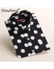 Dioufond moda bluzka w kropki z długim rękawem koszula kobiety bluzki bawełniane koszule damskie czerwony niebieski Dot Top Blus