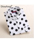 Dioufond moda bluzka w kropki z długim rękawem koszula kobiety bluzki bawełniane koszule damskie czerwony niebieski Dot Top Blus