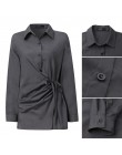 Moda damska bluzka z długim rękawem ZANZEA swobodna koronka Up koszule elegancki dekolt z klapami OL asymetryczne topy wiosna Bl