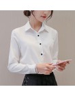 BIBOYAMALL biała bluzka kobiety szyfonowa koszule biurowe topy moda Casual bluzki z długim rękawem Femme Blusa