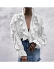 Plus Size kobiety bluzka Celmia 2020 lato potargane stylowe topy Sexy V neck z długim rękawem koszula kobiece guziki, na co dzie