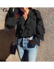 Plus Size kobiety bluzka Celmia 2020 lato potargane stylowe topy Sexy V neck z długim rękawem koszula kobiece guziki, na co dzie