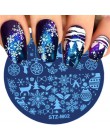 Pełne piękno 1 sztuk boże narodzenie szablon tłoczenia paznokci śnieg kwiat okrągły DIY Manicure drukarki płyta wzornik dla Nail