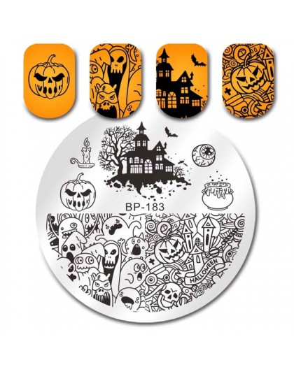 Urodzony PRETTY Halloween warstwa zdobiąca paznokcie dynia wzór świąteczny szablon obrazu festiwal nowy rok Nails wzornik