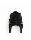 Nowych kobiet sexy aplikacje przezroczyste na co dzień czarny koszule bluzki damskie z długim rękawem patchwork mesh roupas femi