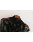 Nowych kobiet sexy aplikacje przezroczyste na co dzień czarny koszule bluzki damskie z długim rękawem patchwork mesh roupas femi