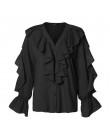 Plus Size kobiety bluzka Celmia 2020 lato potargane stylowe topy Sexy V neck z długim rękawem koszula kobiece guziki, na co dzie