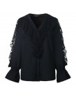 Plus Size kobiety bluzka Celmia 2020 lato potargane stylowe topy Sexy V neck z długim rękawem koszula kobiece guziki, na co dzie