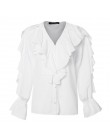 Plus Size kobiety bluzka Celmia 2020 lato potargane stylowe topy Sexy V neck z długim rękawem koszula kobiece guziki, na co dzie