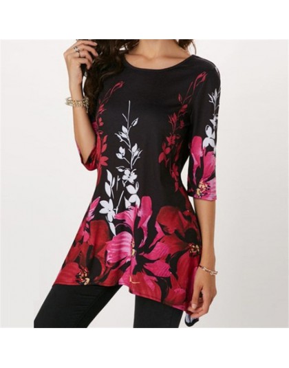 4XL w stylu Casual, letnia koszule damskie 2019 w stylu Boho w kwiaty drukuj Stretch koszula plażowa tunika luźna długa Party bl