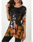 4XL w stylu Casual, letnia koszule damskie 2019 w stylu Boho w kwiaty drukuj Stretch koszula plażowa tunika luźna długa Party bl