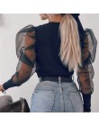 Moda nowy 2019 kobiet bluzki z kołnierzem w kształcie litery v Tulle wzburzyć długa koszula z bufkami stałe koszule damskie wszy