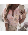 Fanbety kobiety regulowany rękaw łańcuchy druk ananasowy bluzka z guzikami koszule damskie elegancki swobodny top seksowny dekol
