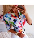 Fanbety kobiety regulowany rękaw łańcuchy druk ananasowy bluzka z guzikami koszule damskie elegancki swobodny top seksowny dekol