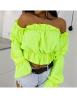 2019 cukierki kolor Off ramię krótkie bluzki kobiety lato nadruk w kropki koszula z rękawami typu lampion Lady Sexy głęboki deko