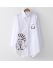 Nowa biała bluzka damska 19 bawełniana haftowana bluzka z długim rękawem Lady Casual z guzikami wzorem Turn Down Collar koszula 