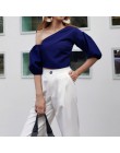 2020 Celmia kobiety moda koszule z długim rękawem Plus rozmiar stałe zimne ramię bluzki luźne topy na co dzień panie elegancka p