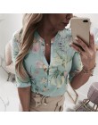 Fanbety kobiety regulowany rękaw łańcuchy druk ananasowy bluzka z guzikami koszule damskie elegancki swobodny top seksowny dekol